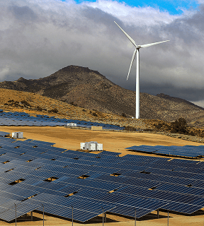 Solar panels with blue sky